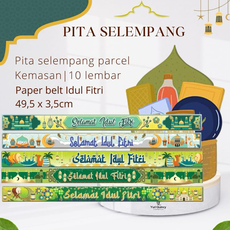 

( 1 Pak isi 10 Lembar) Pita Selempang A, pita parcel lebaran, paper belt idul fitri, banner bingkisan kue lebaran, hiasan toples idul fitri,islamic, lebaran, idul fitri, eid mubarak, hari raya, minal aidin, fitr