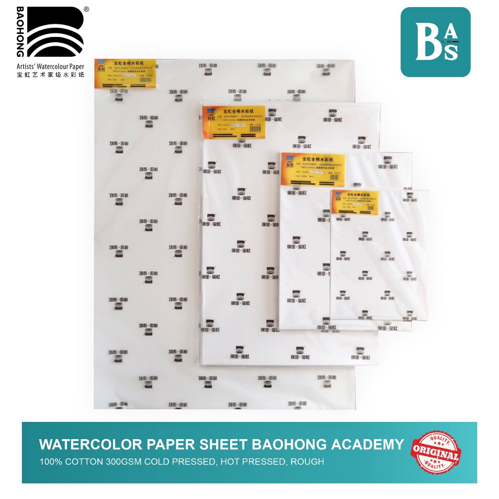 

Baohong Academy Watercolor Paper Sheet 3gsm 1 cotton Hot PressCold PressRough 1 Original Peralatan Melukis Terlaris dari BAS Bali Art Supplies Jakarta FJM9I8359