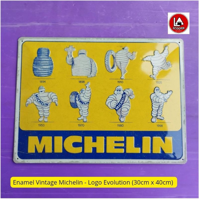 Enamel Vintage Michelin - Logo Evolution (30cm x 40cm)