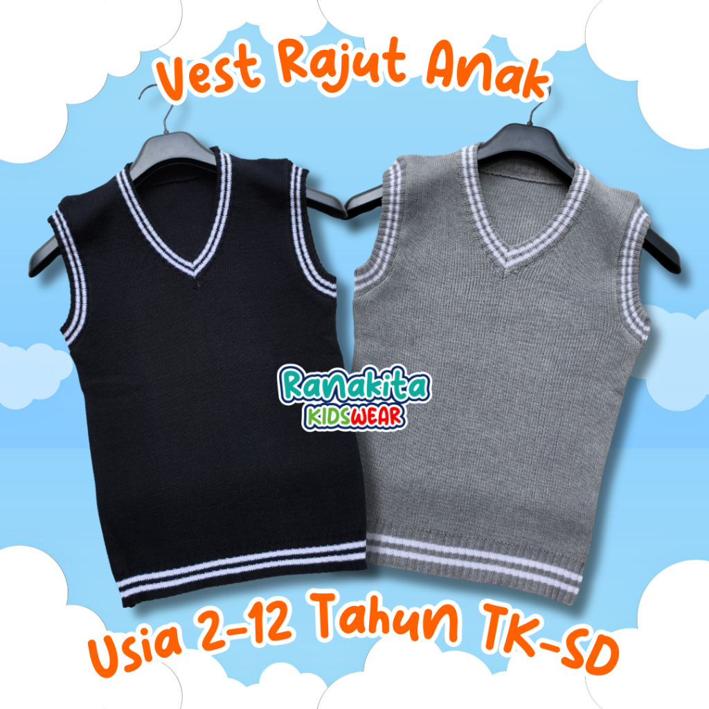 VEST KIDS / ROMPI RAJUT ANAK USIA 2-12 TAHUN LAKI-LAKI PEREMPUAN