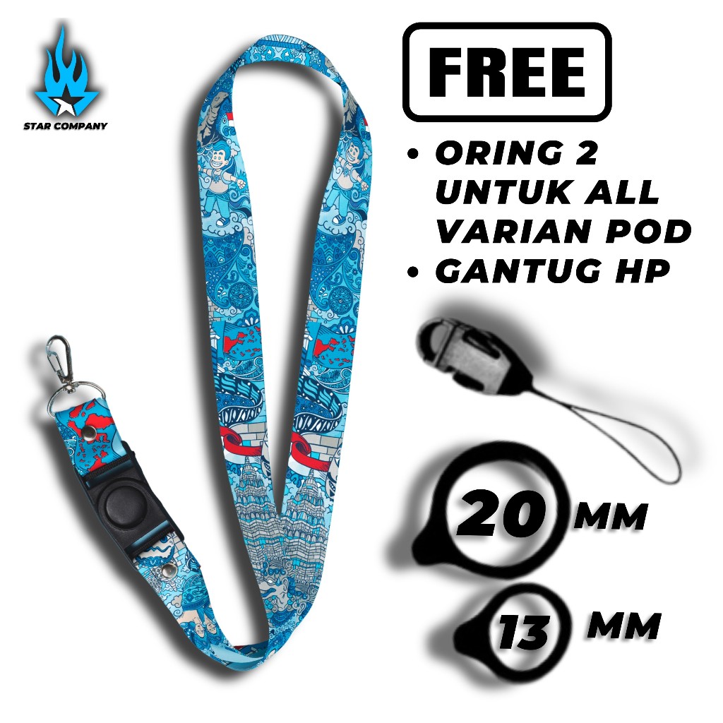 

LANYARD INDONESIA KULTUR BIRU GANTUNGAN HANDPHONE & UNTUK ID CARD