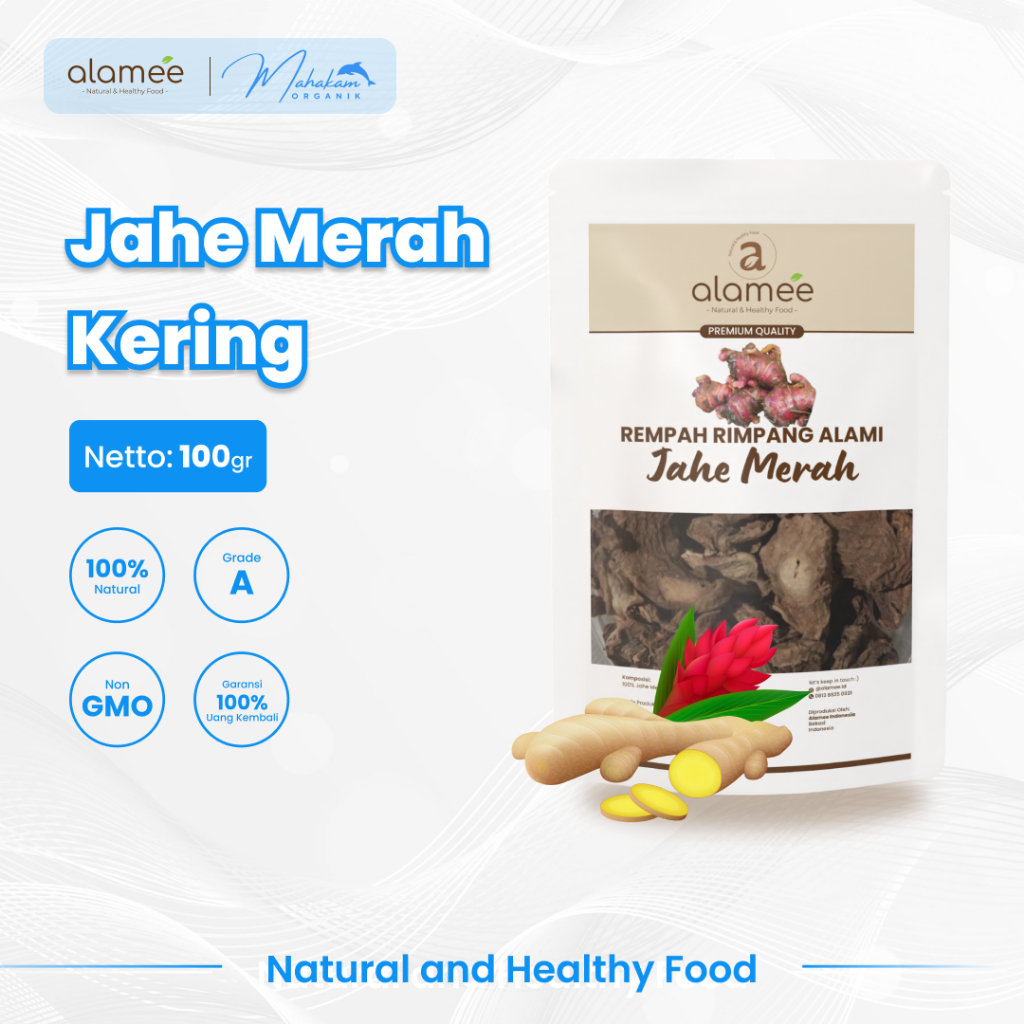 

ALAMEE Jahe Kering Merah Dried Ginger Iris Rempah Rimpang Organik Alami Spice 100gr