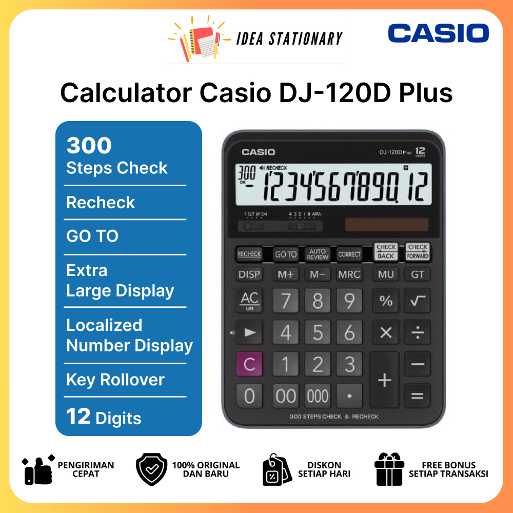 

Kalkulator Calculator Casio DJ-120D Plus 12 Digit 300 Check n Recheck Extra Display - Original