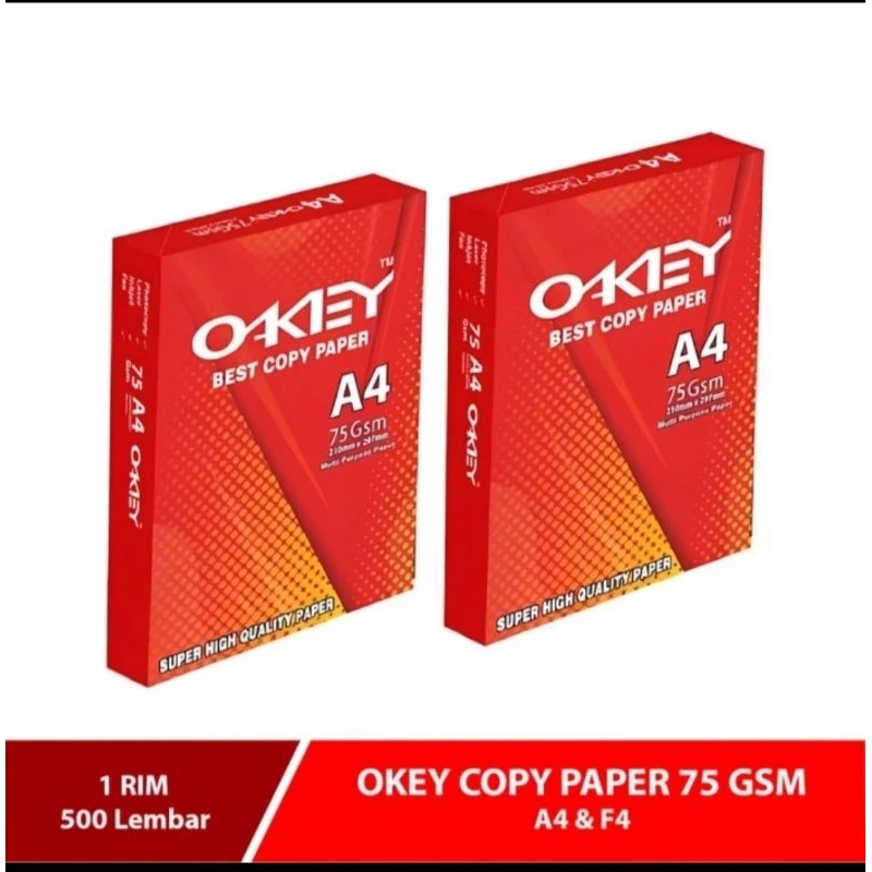 

Kertas HVS OKEY A4 75gsm Per Rim 500 Lembar