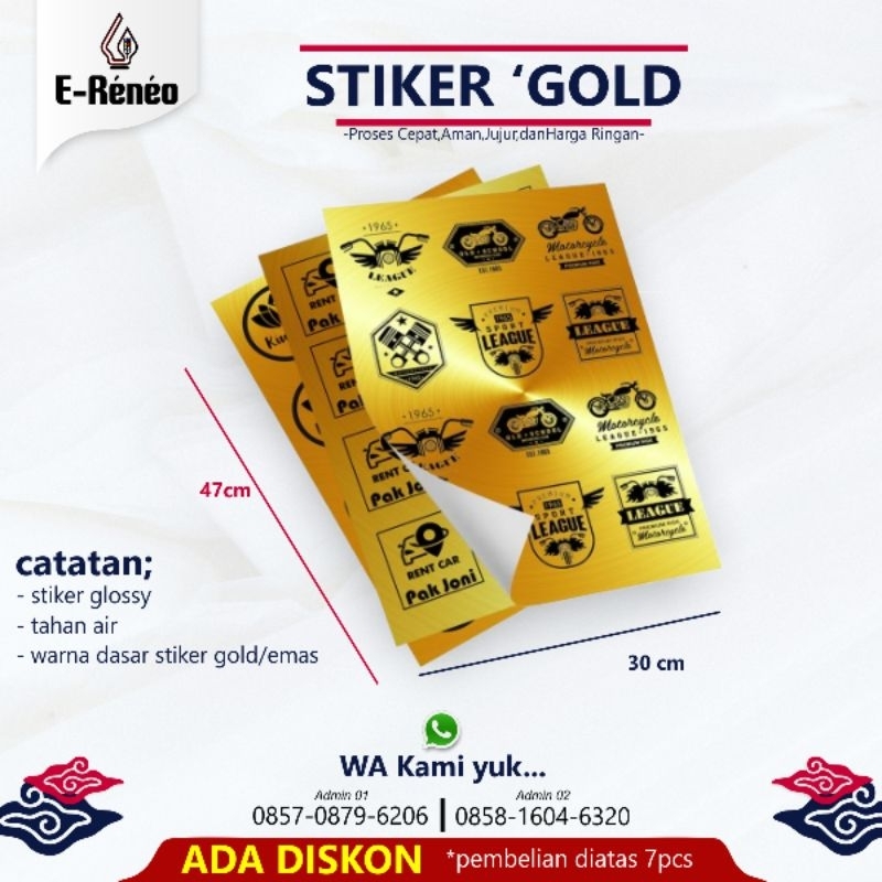 

CETAK STIKER GOLD CUSTOM A3/ STIKER PRODUK/ LABEL USAHA