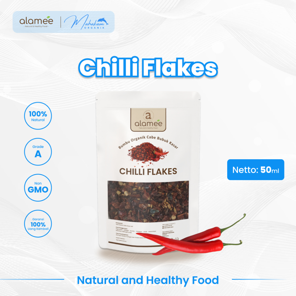 

ALAMEE Cabe Bubuk Kasar Chilli Flakes Cabai Bumbu Dapur Instan Organik 50 Gram