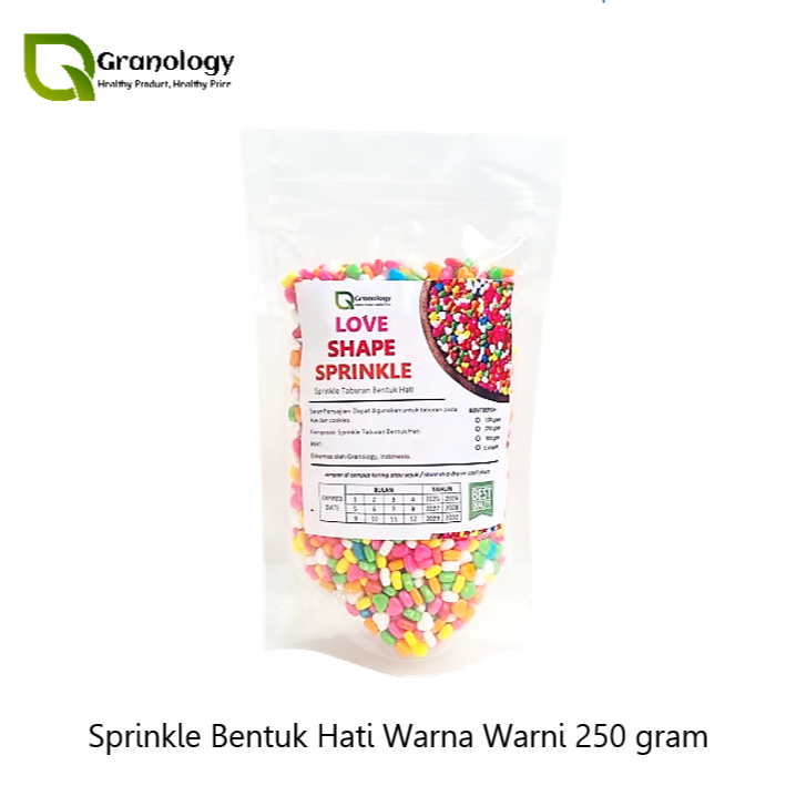 

Sprinkle Bentuk Hati / Love Sprinkle / Taburan Kue Bentuk Hati (250 gram) by Granology