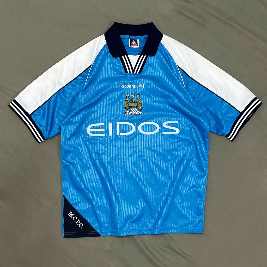 Original Le Coq Sportif Manchester City Home Kit 1999 2000 2001 Jersey Bola Vintage