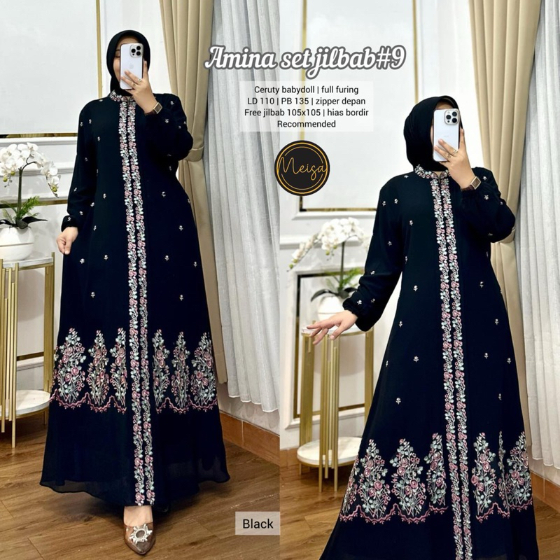 GAMIS DRESS AMINA SET HIJAB ORIGINAL BY MEISA
