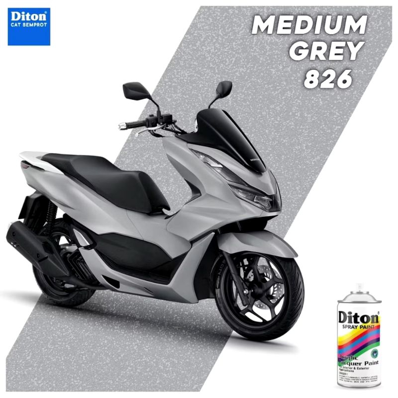 CAT SEMPROT AEROSOL DITON 826 MEDIUM GREY COLOURS ACRYLIC LACQUER PAINT SPRAY WARNA ABU ABU