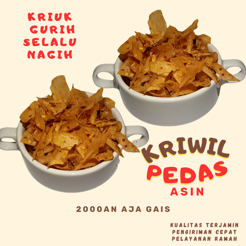 

TERMURAH! SNACK 2000 AN KERIPIK KRIWIL ASIN GURIH RENYAH PEDAS