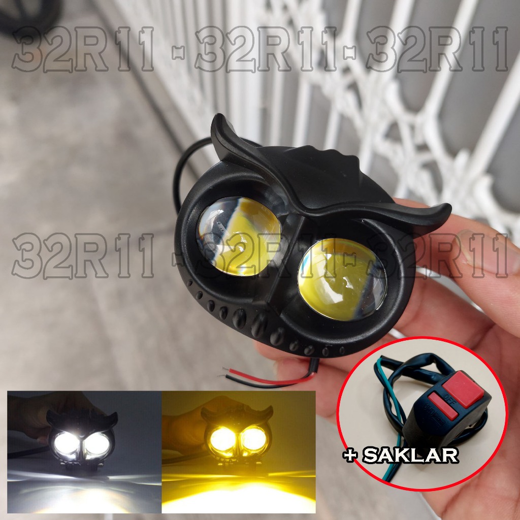 lampu tembak/lampu sorot motor 2 mata burung hantu FREE SAKLAR