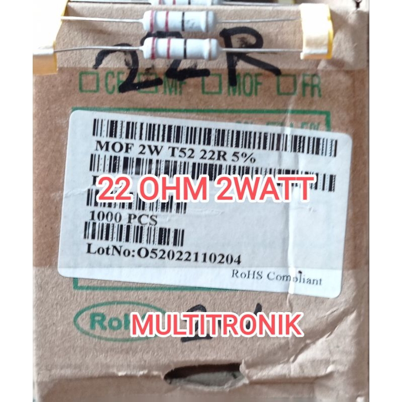 RESISTOR 2WATT 22R 5% RESISTOR 22R (22 OHM) 2WATT MOF TAIWAN