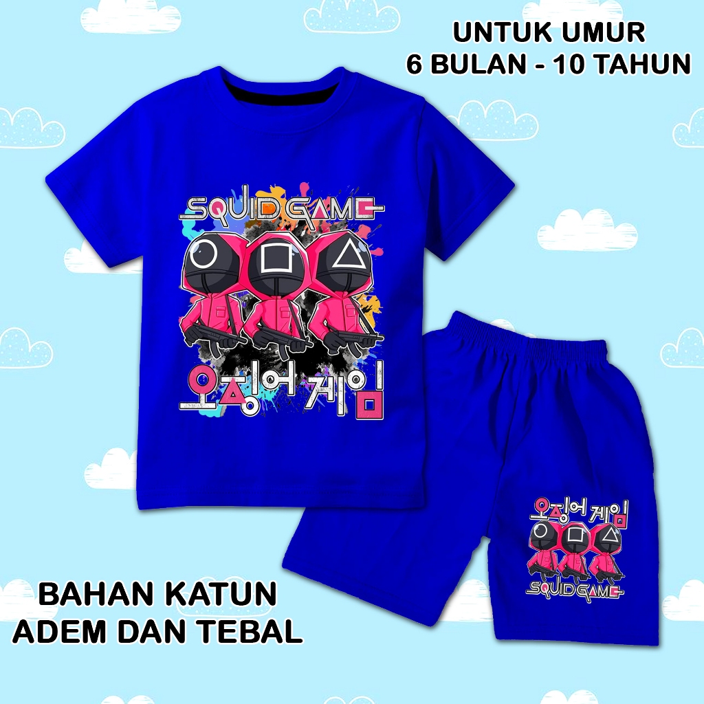 Setelan lengan pendek anak laki laki perempuan set baju kaos pendek anak squid game dtf