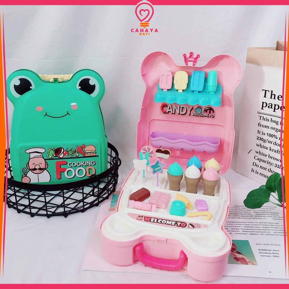 Mainan Set Kitchen Tas Ransel Anak / Mainan Masak Masakan Wastafel / Set Ice Cream Maker Portable Ca