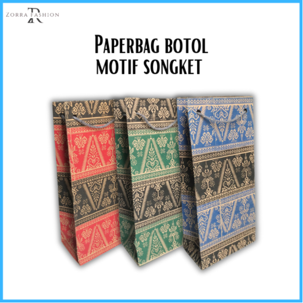 

Paper Bag Botol 11x7x25 Motif Songket Murah / Tas bahan craft / Paper bag mini / batik songket