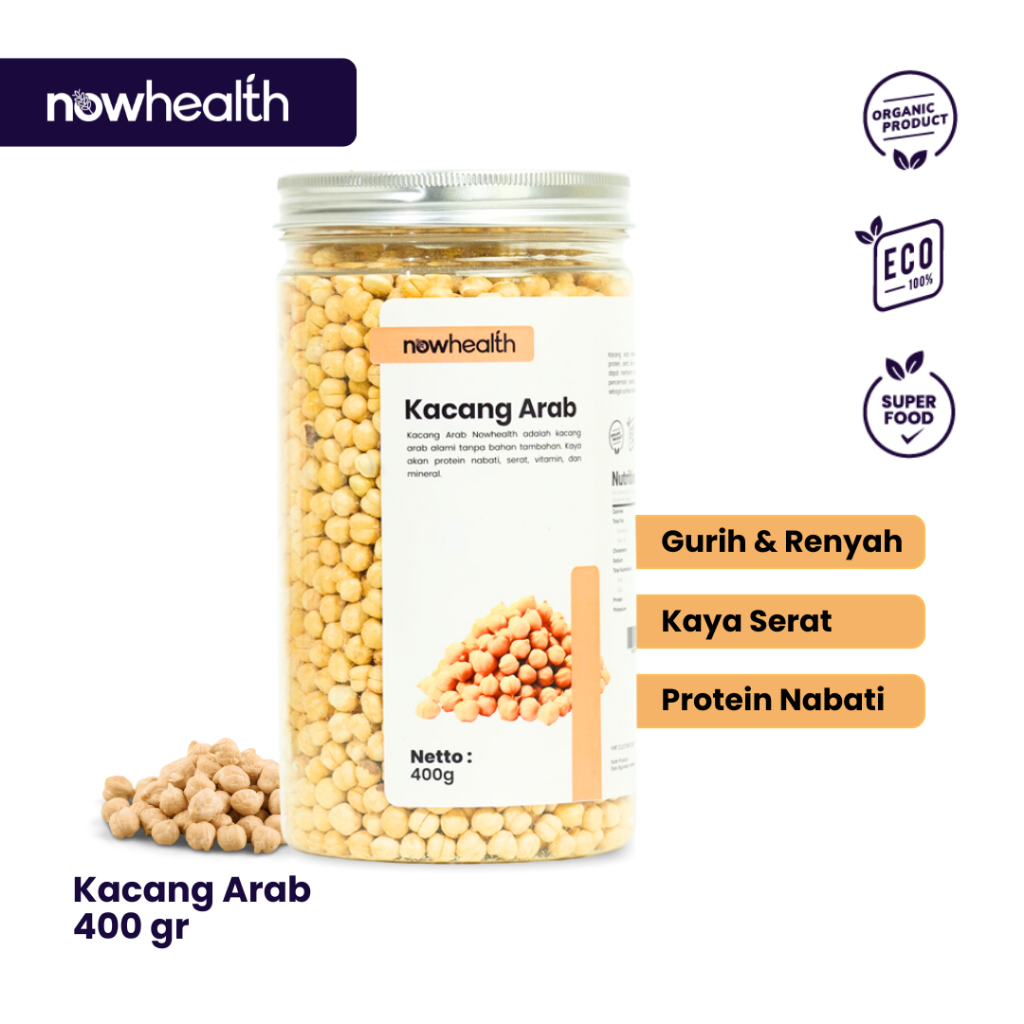 

Kacang Arab Panggang 400 gr Nowhealth Renyah Gurih Roasted Chickpeas Matang Siap Makan