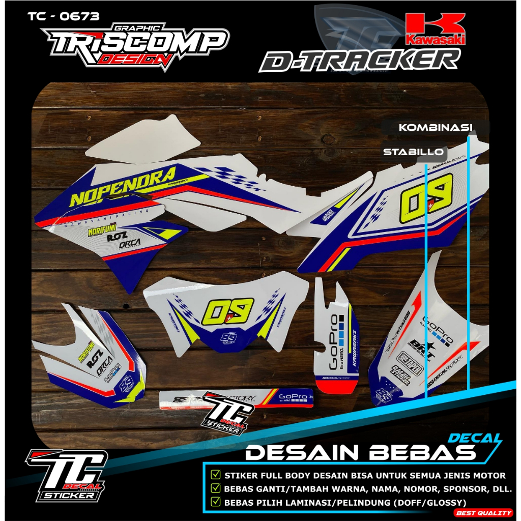 Decal fullbody dtracker 150 new motif simpel kombinasi kuning stabillo timbul desain custom bisa req