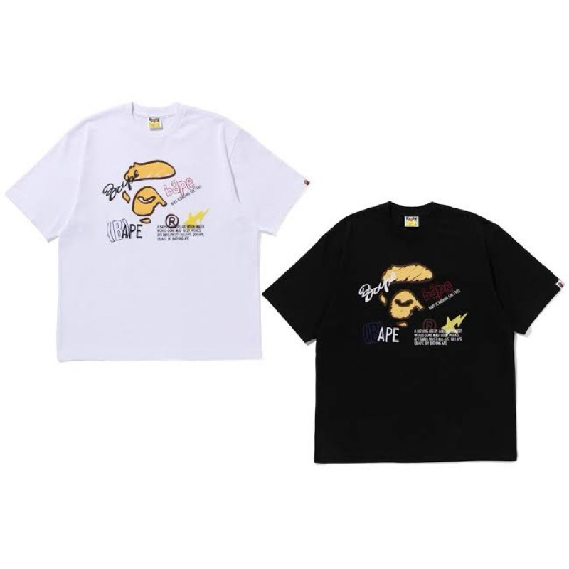 Kaos unisex BAPE Hand Draw Graphic Relaxed Fit Tee fulltag bisa cod