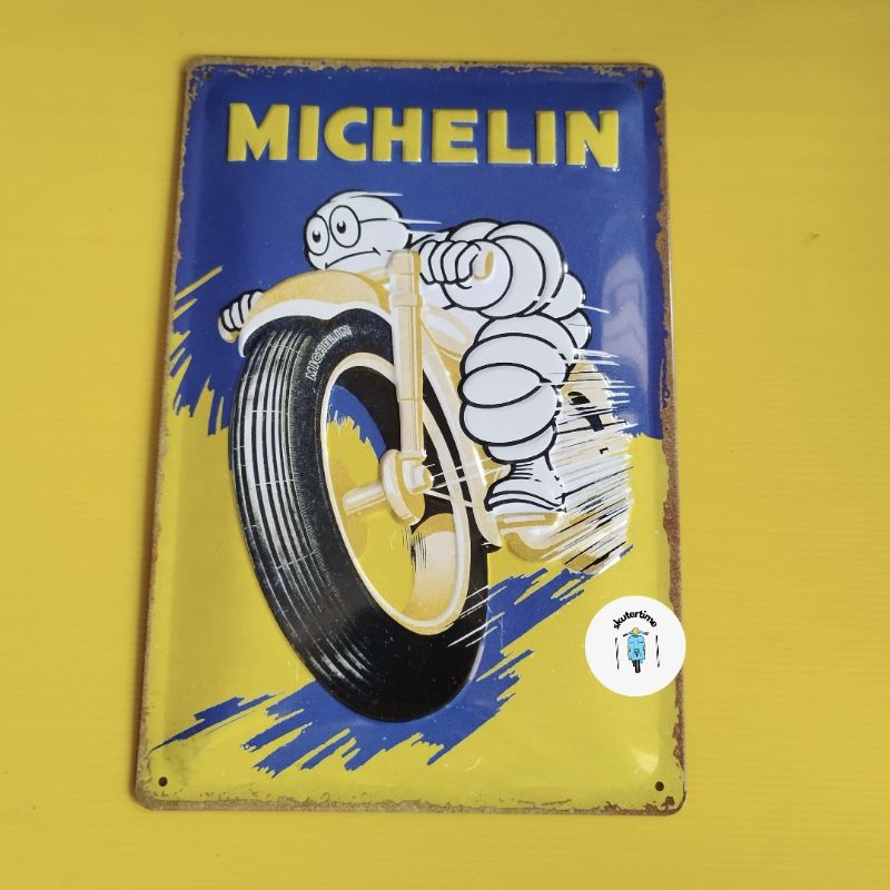 Enamel Vintage Michelin - Motorcycle bibendum (20cm x 30cm)