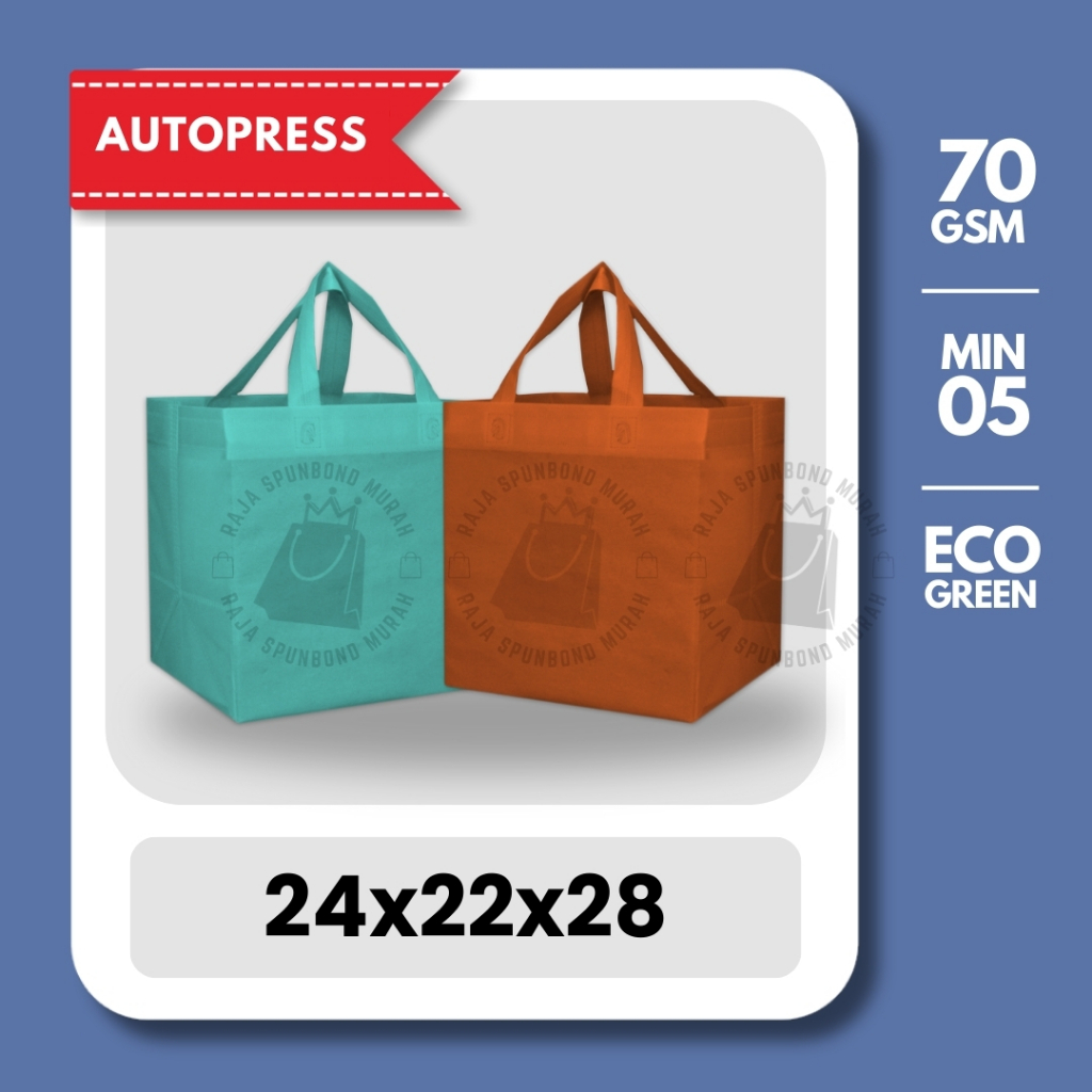 

AUTOPRESS 70GSM Tas Box Spunbond Goodie Bag 24x22x28 Souvenir Promosi Murah Tebal Polos