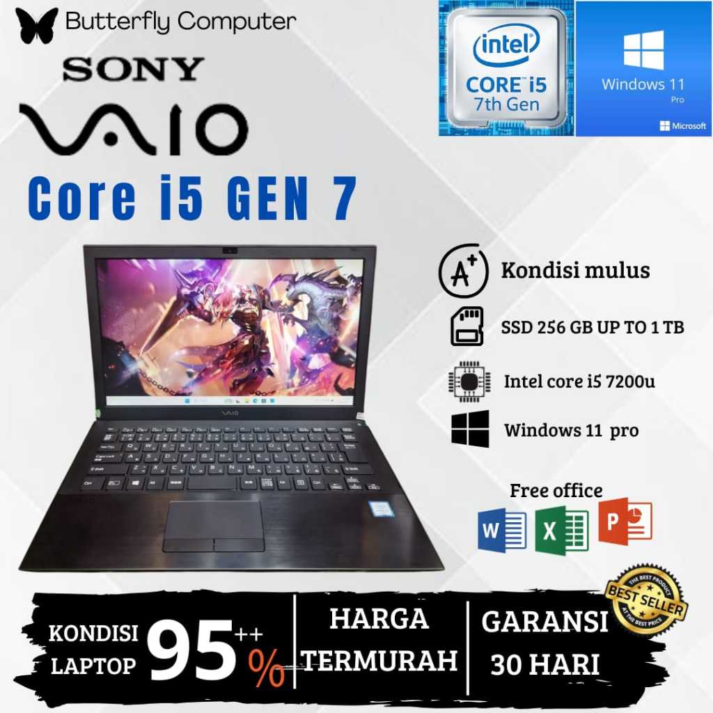Laptop Sony Vaio Core i5 GEN 7 - RAM 8GB SSD 1TB - FHD - WIN 11PRO - SLIM DAN RINGAN