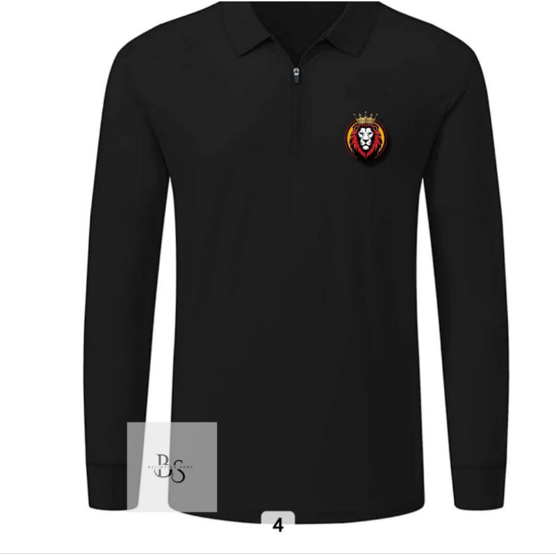 Kaos Krah lengan panjang singa distro44/Kaos kerah resleting pria lengan panjang kaos resleting Kaos