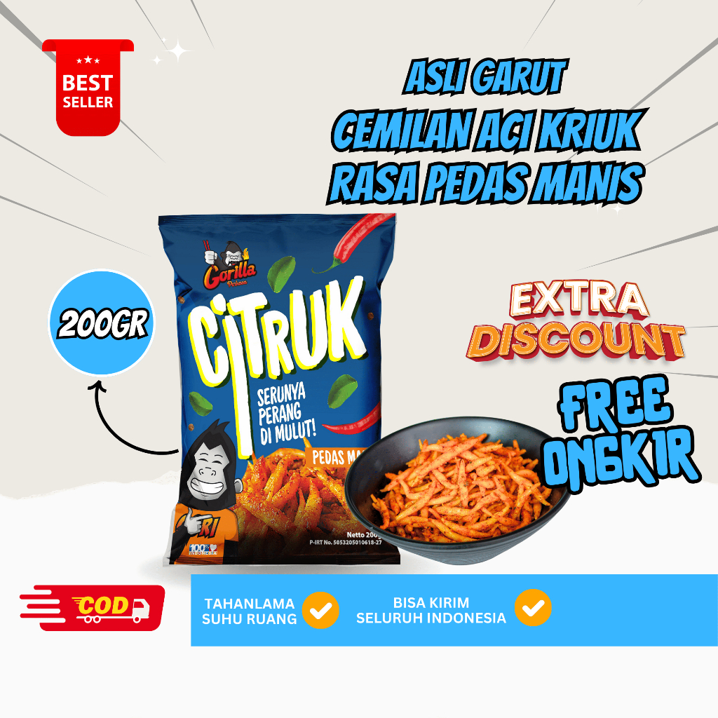 

PROMO-Snack Pedas Manis Citruk 200g Jajanan Jadul Makanan Ringan Pedas