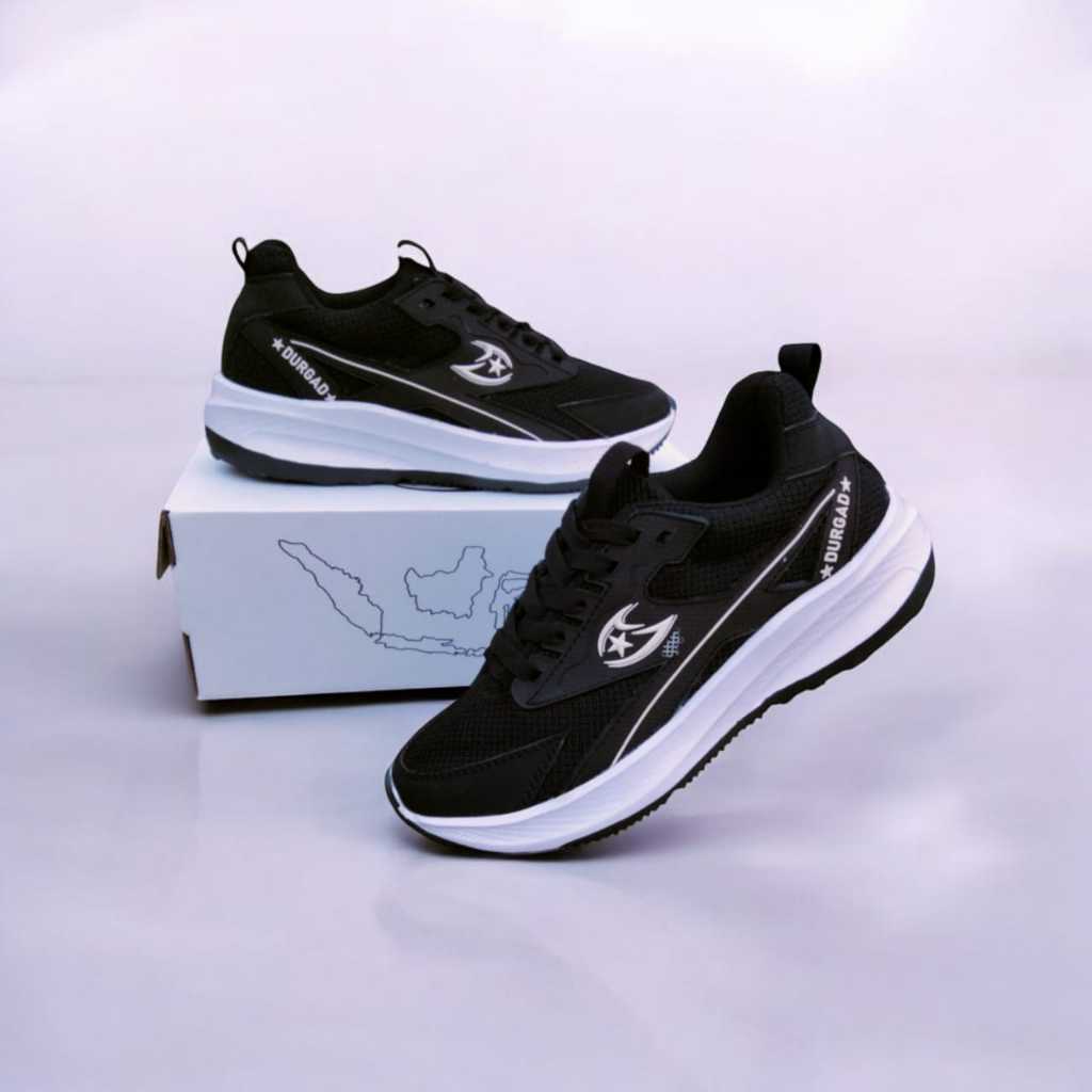 Sepatu Sneakers Pria keren DURGAD hitam Putih Sepatu Sekolah Sepatu kerja Sepatu running Hitam cowok