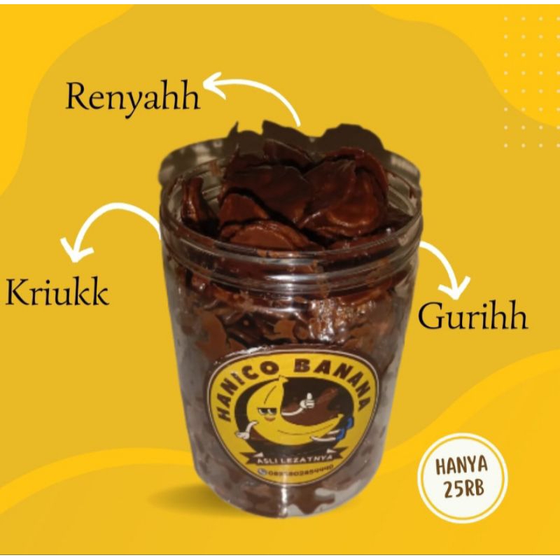 

Keripik pisang coklat lumer, gurih, renyah & keriuk toples isi 800 ml