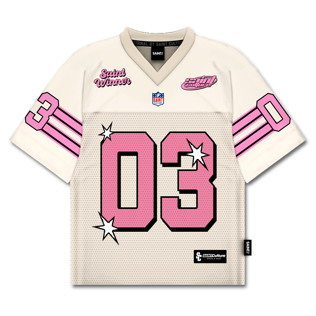Saint Culture / Pink Pastel 03 / Jersey Vintage Oversize Rugby Retro Streetwear Y2K Boxy Oversized J