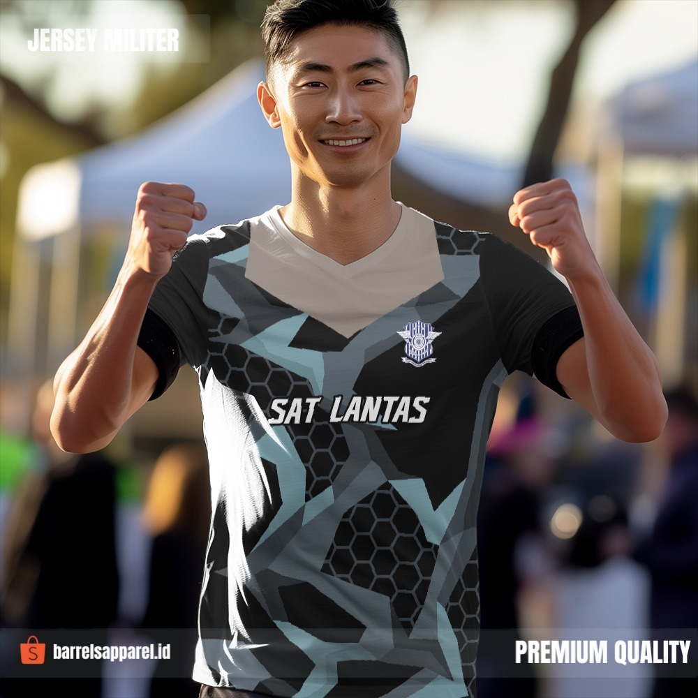 Kaos Jersey Polisi Satlantas Polri Hitam Abu Motif Abstrak 07 - Jersey Custom Olahraga Full Printing