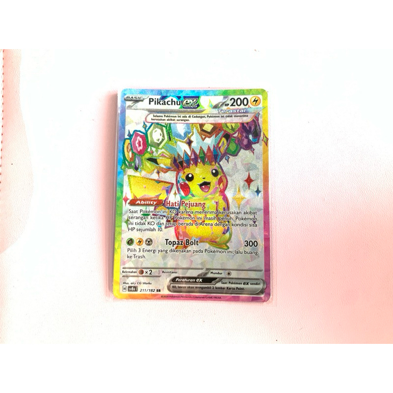 POKEMON TCG TRADING CARD SUPER RARE Pikachu EX SR Terastal Pokemon Kilat Rasi sv8s INDONESIA ID
