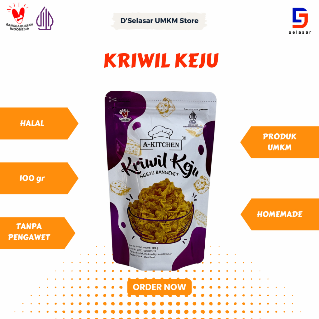 

Keju kriwil "A kitchen" cemilan dari keju dan bahan pilihan