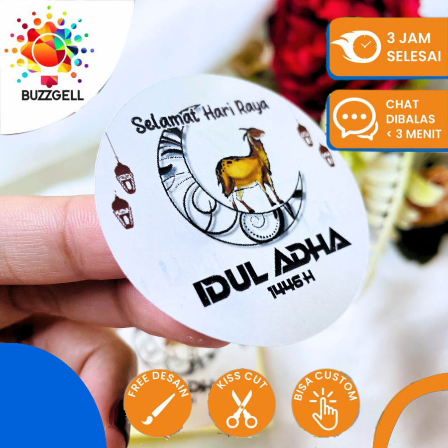 

9-15 Sticker Lebaran Haji Bentuk Bulat Buzzgell Stiker Label Idul Adha Qurban Bentuk Bulat Custom