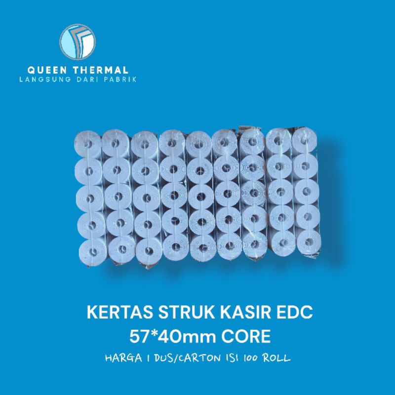 

KERTAS STRUK KASIR 1 DUS 100 ROLL POLOS 57*40mm |CORE KERTAS