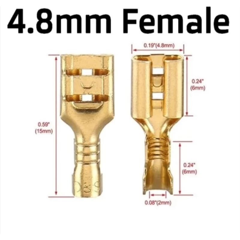 200PCS Skun Gepeng Female 4.8mm / Terminal Kabel Cewek 4,8 mm