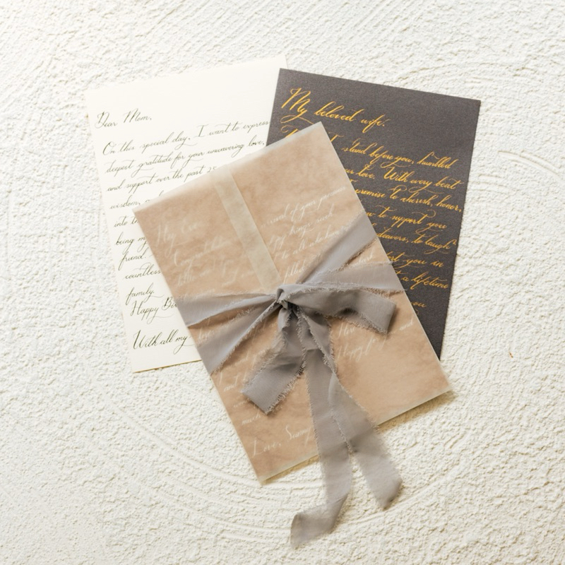 

Custom Calligraphy Letter A5 - Vellum Wrap & Pita Chiffon