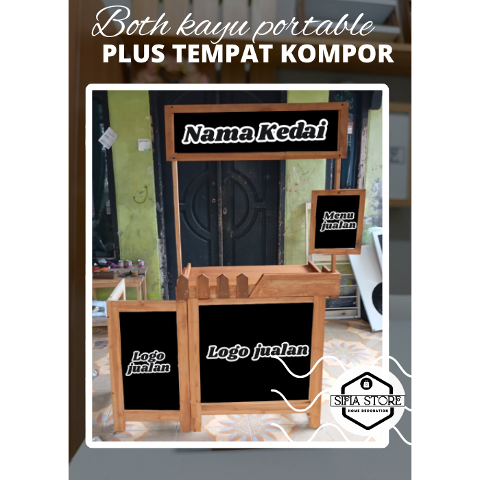 BOOTH KAYU PORTABLE PLUS TEMPAT KOMPOR