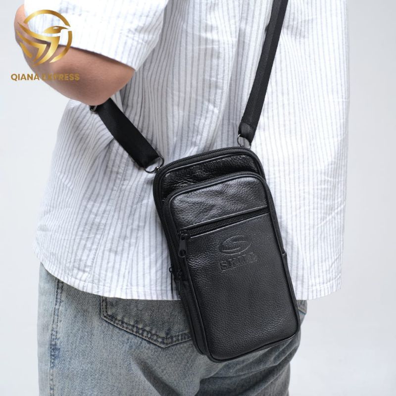 Dompet sarung HP selempang kulit asli Smartpone Samsung Vivo Xiaomi