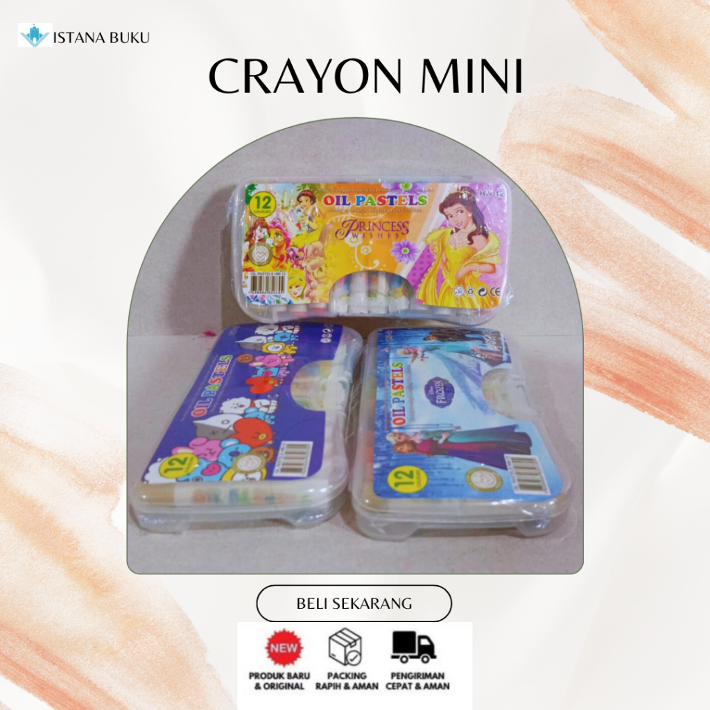 

CRAYON OIL PASTELS MINI | ISI 12 COLOURS | HW 12 | MOTIF ANAK | 100% ORIGINAL [ BISA COD ]