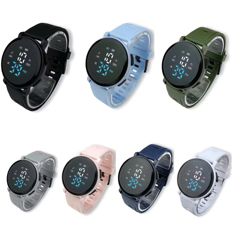 ( BISA COD) TAHAN AIR JAM TANGAN WANITA PRIA DIGITAL RUBBER BULAT LED WATCH