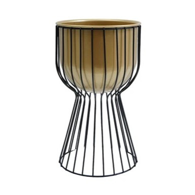 Informa 34.5 CM Pot Bunga Estetik Dengan Stand  Warna Gold/hitam