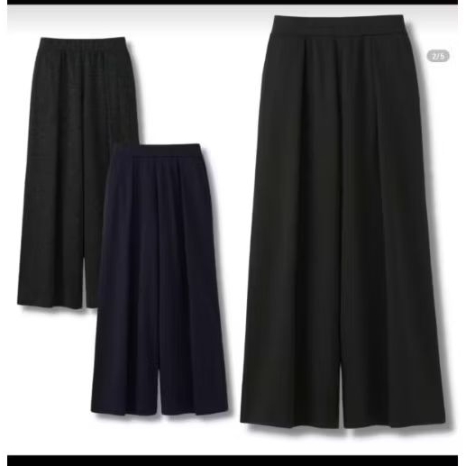 KULOT PANTS JERSEY UNIQLO WIT PLEAT | kulot GU