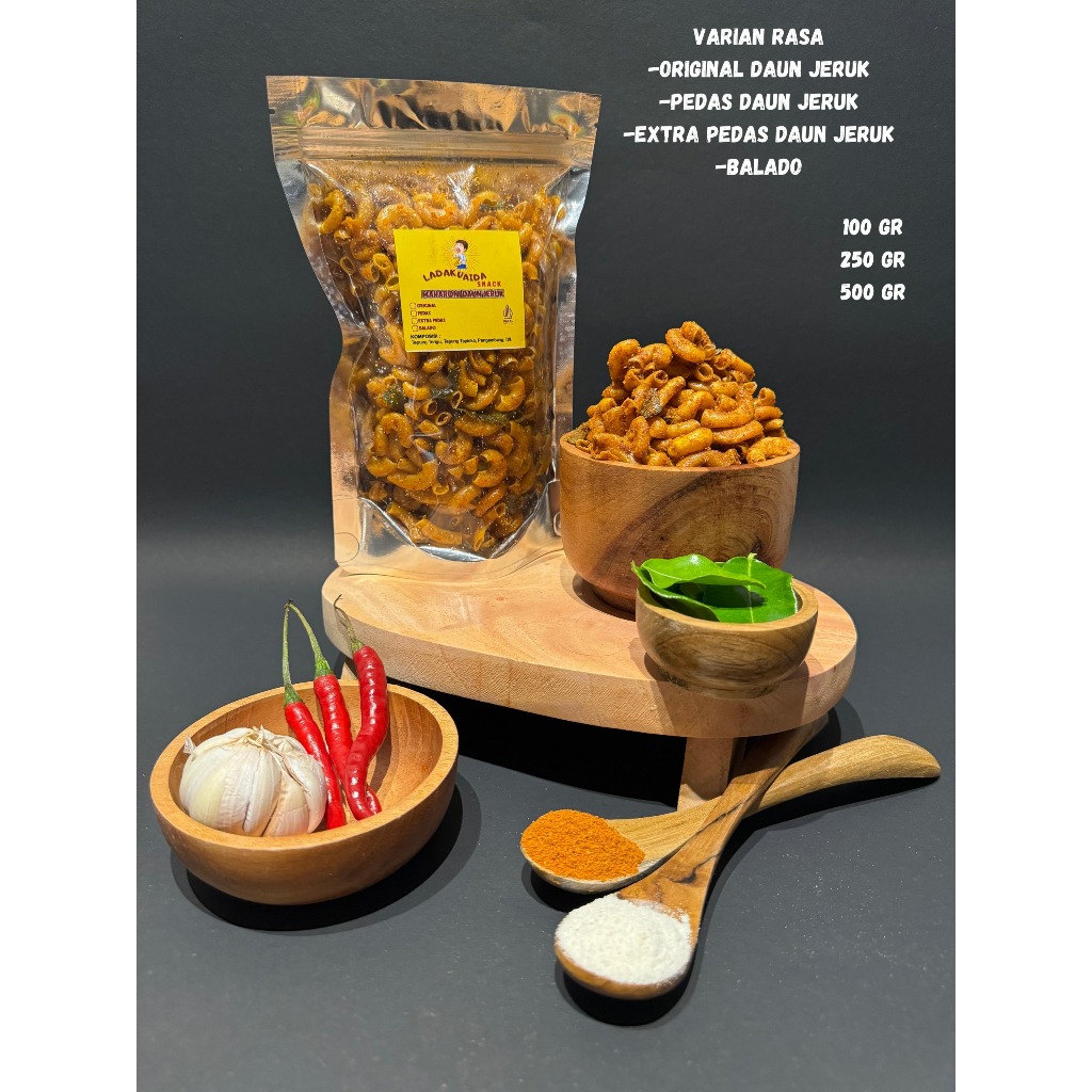 

makaroni daun jeruk /makaroni pedas daun jeruk berbagai varian rasa , 100 gr , 250 gr ,500 gr.