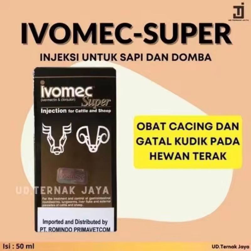 Ivomec Super 50ml Asli Injection Obat Hewan Ternak Sapi Kucing Kelinci Kambing Anjing Babi Ayam Obat