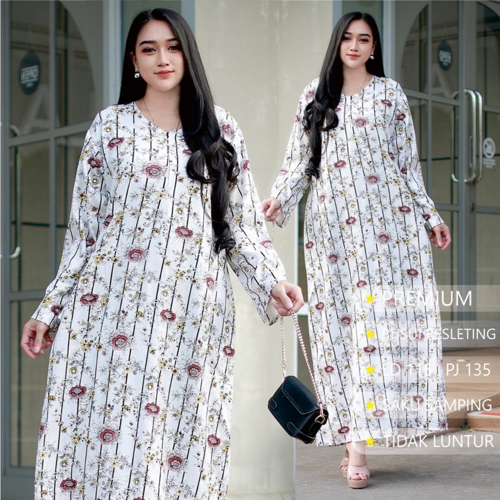 LONGDRESS BUSUI PREMIUM RESLETING DEPAN UKURAN ALLSIZE LD 115 CM PB 130 CM SAKU SAMPING MOTIF BATIK 