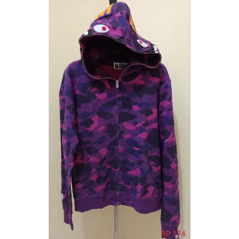 HOODIE BAPE SHARK PURPLE | ABATHING APE SIZE : L | Second Original