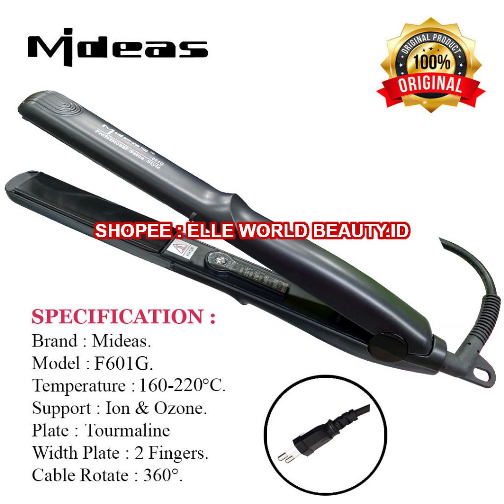 MIDEAS : ALAT CATOK RAMBUT PELURUS 2 IN 1 SMOOTING IONIC ION OZON CURLY DAN LURUS PROFESIONAL SALON 