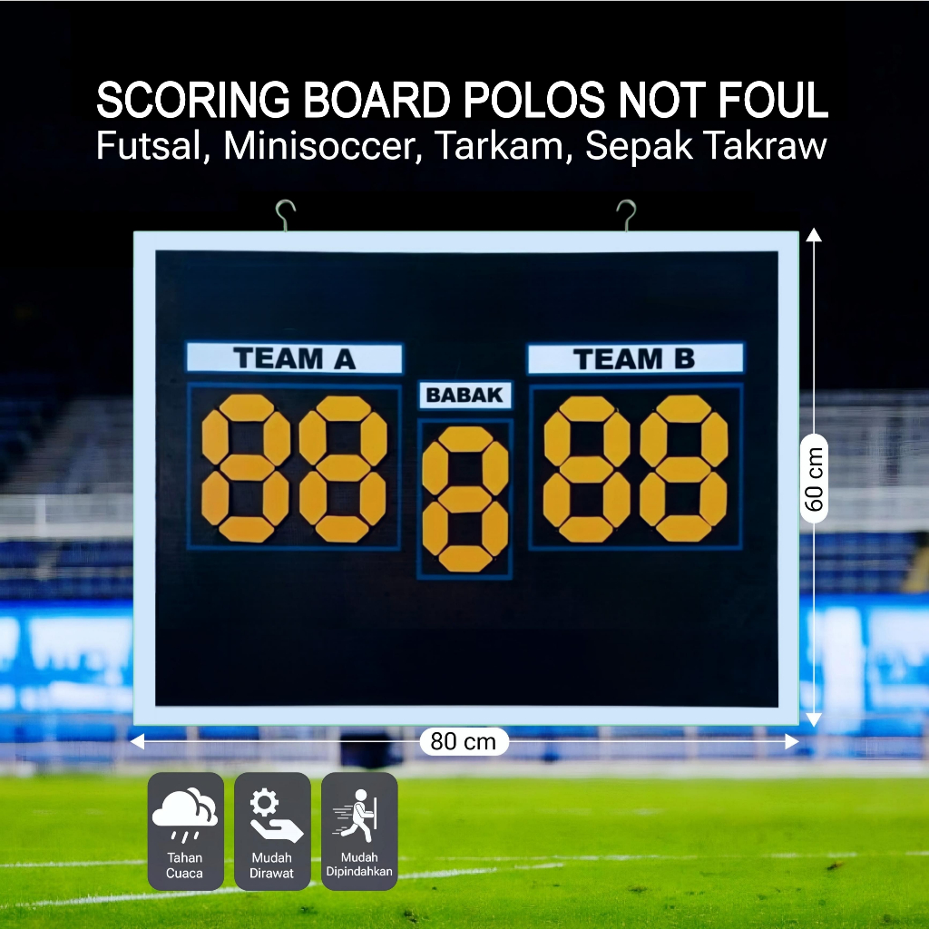 Scoring board manual polos tidak ada foul, papan skor futsal, voli, basket ball, mini soccer, multif